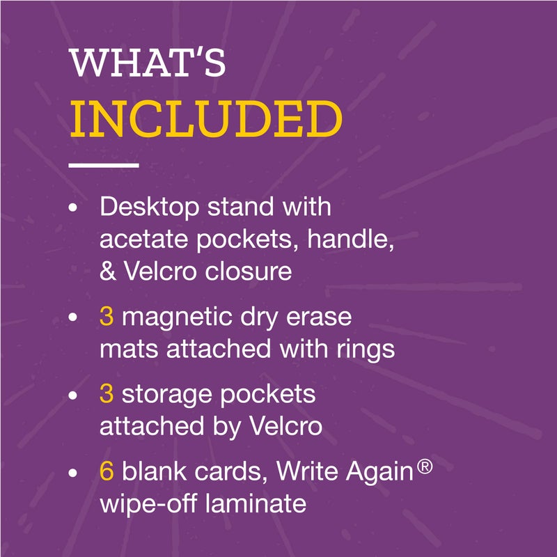 Really Good Stuff Desktop Stand with Flip Magnetic Boards and Storage Pockets - 1 Stand, 3 Boards - Image 2